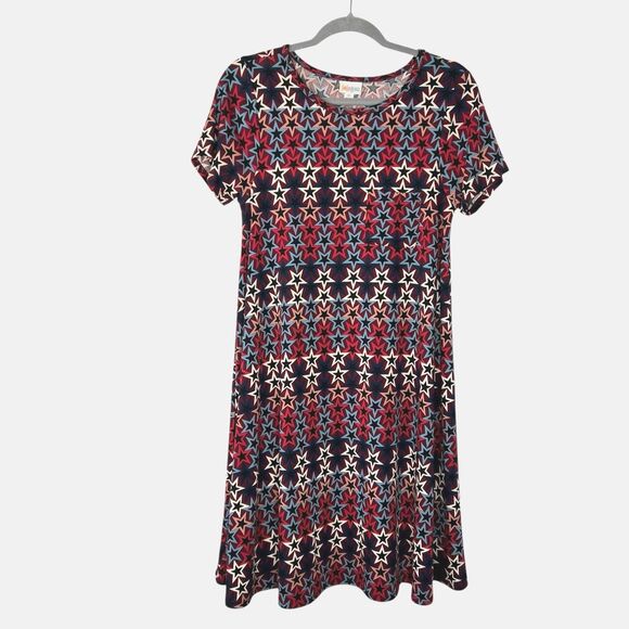 LulaRoe T-shirt Dress All Over Stars Print Flowy Knee Length Fun Size XS - Picture 1 of 9